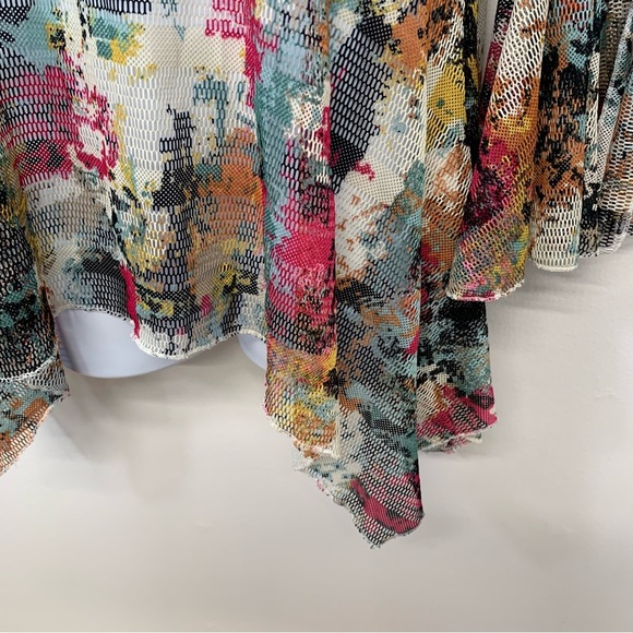 Dor Dor Couture Mesh Top Large  Sheer Colorful Flare Sleeve‎ Beach Cover Up Boho - Picture 3 of 10